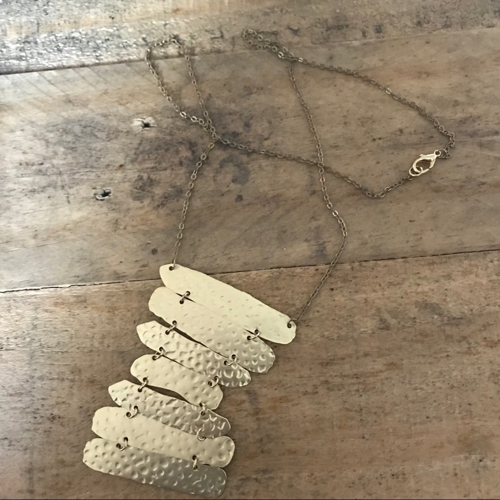 ANTHROPOLOGIE hammered gold statement necklace